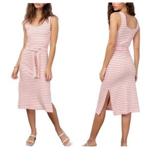 Rails Taylin Sleeveless Tie Waist Midi Dress Ivory Peony Stripe 16776